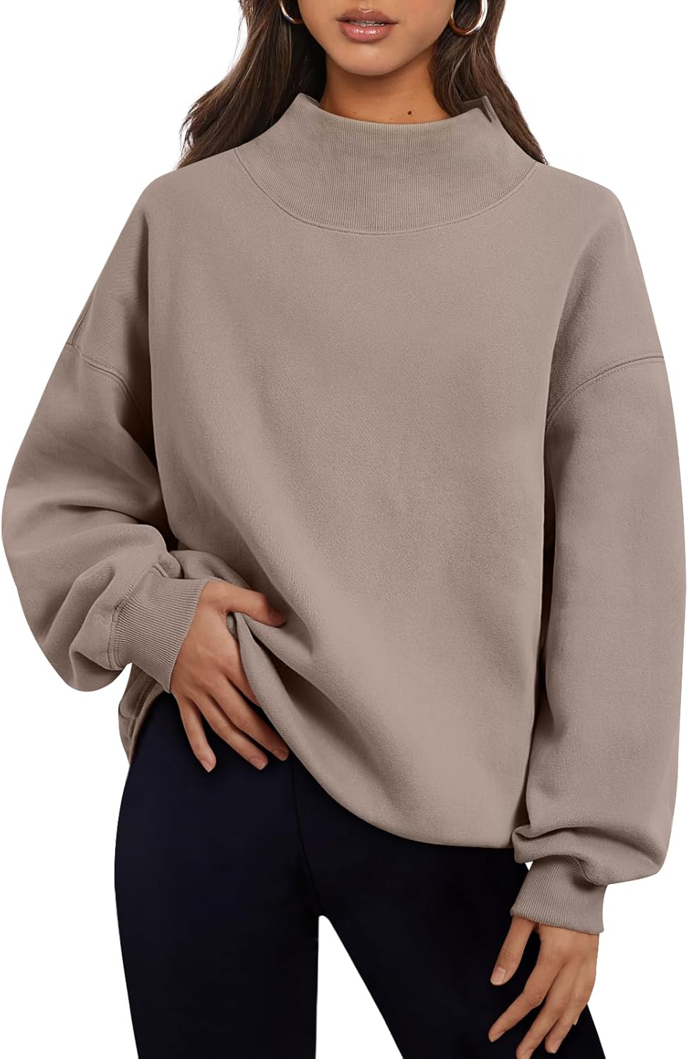 Cozy Oversized Turtleneck Hoodie by Trendy Queen