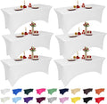4 ft White Spandex Tablecloth 6 Pack - Fitted, Wrinkle Resistant Fit