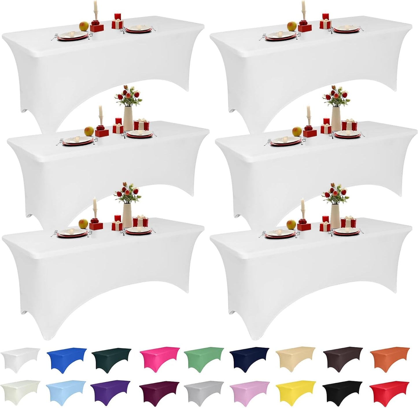 4 Feet White Spandex Tablecloth for Events, Weddings & Parties