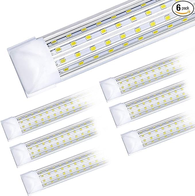 8FT LED Shop Light 6-Pack Super Bright 120W Linkable Fixtures