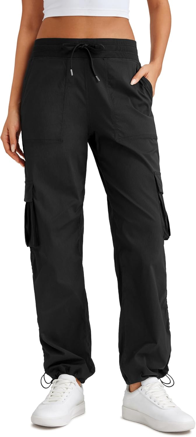 CRZ YOGA Women's Adjustable Cargo Pants: Lightweight & Stylish 30 Straight Leg