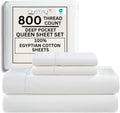 100% Egyptian Cotton Sheets Queen Size Bed Set - Luxurious 800 TC