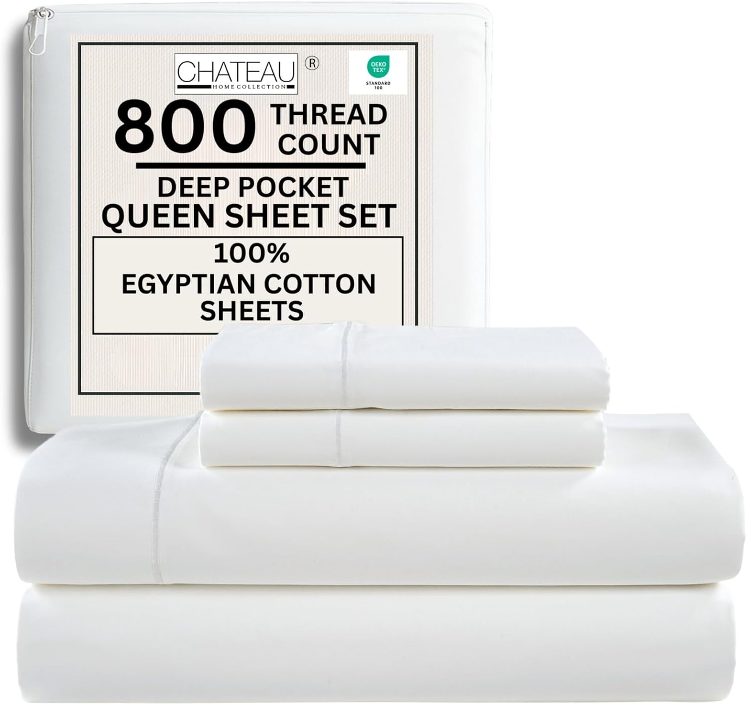 Luxurious 100% Egyptian Cotton Queen Sheets Set for Comfort