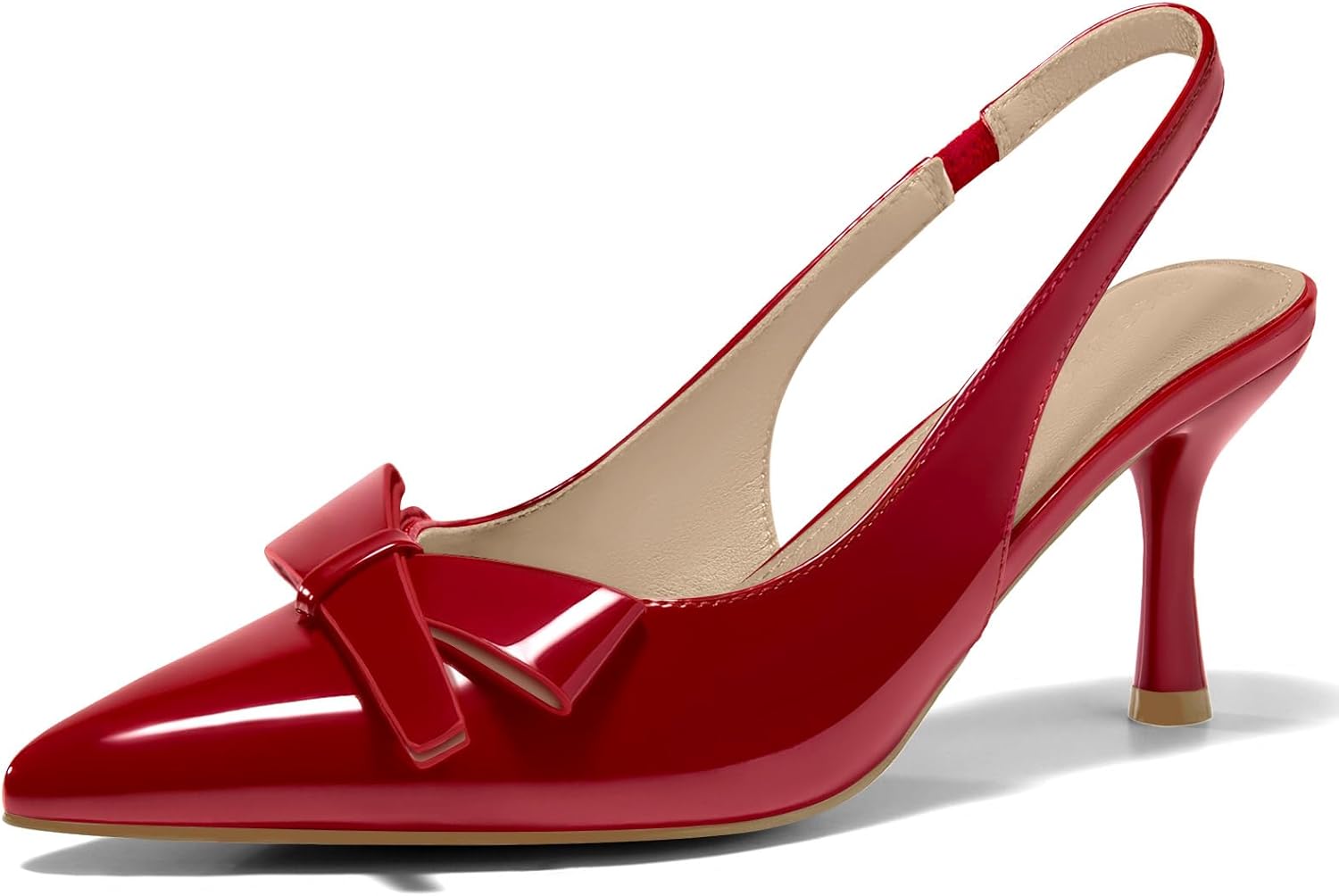 Coutgo Womens Slingback Kitten Heels with Bow for Office Wear