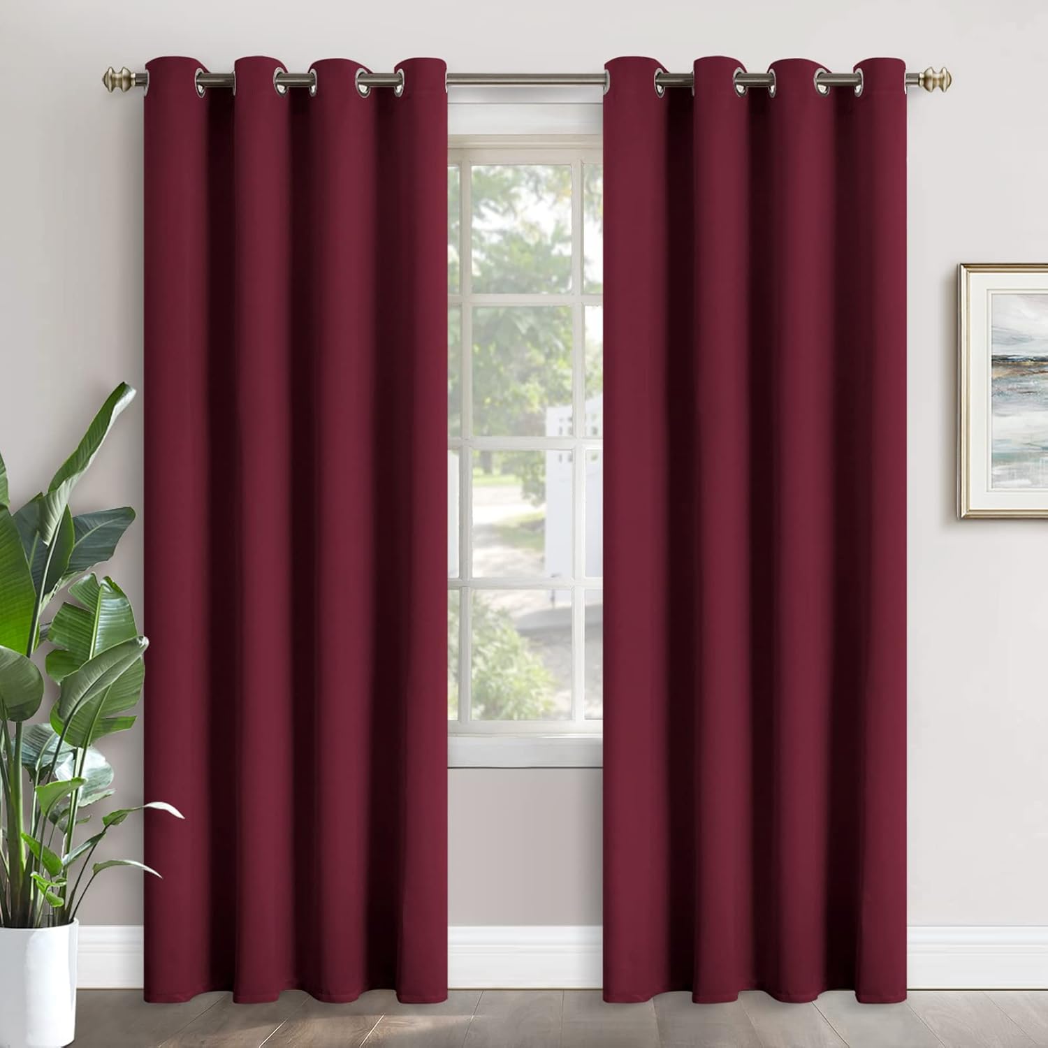 YoungsTex Burgundy Blackout Curtains for Living Room 84 Inch