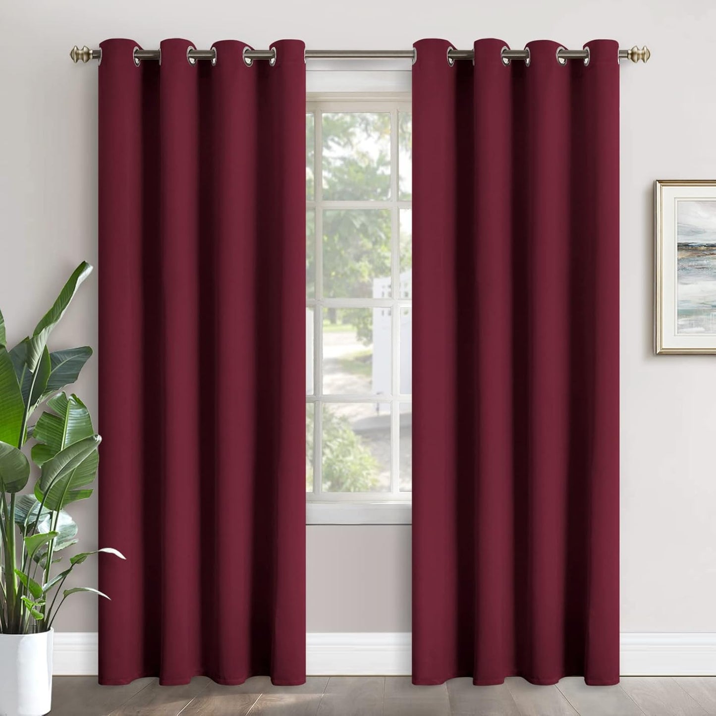 Burgundy Blackout Curtains 95 Inch Length for Bedroom Decor