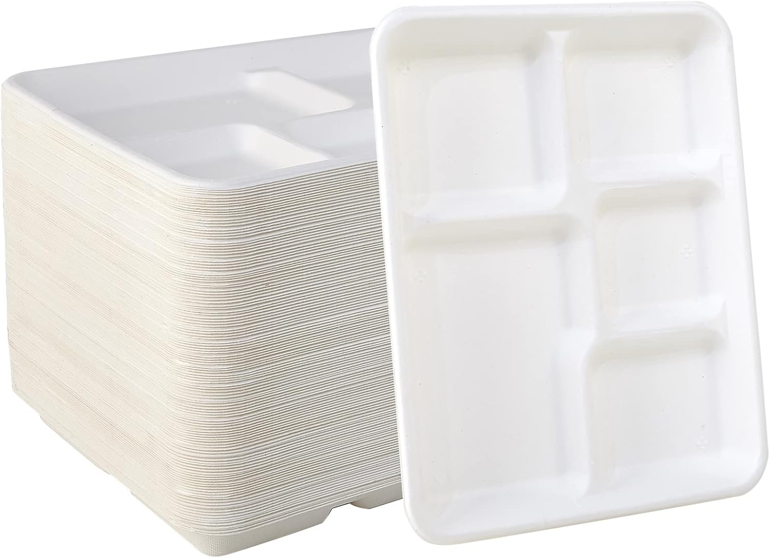 Vplus 500 Pack 5 Compartment Plates for Eco-Friendly Meals