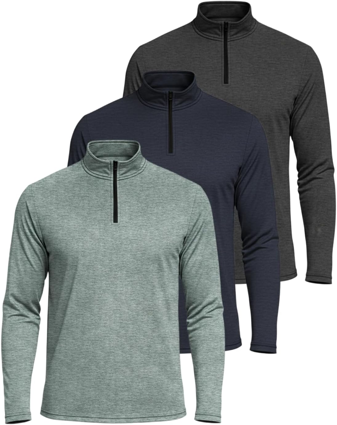 Real Essentials Men's Dry-Fit Quarter Zip Pullover 3 Pack