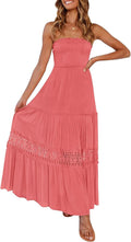 Bohemian Strapless Off Shoulder Maxi Dress - Flowy Beach Elegance