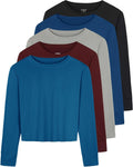 5-Pack Women's Dry-Fit Crop Top Long Sleeve - Comfortable Workout Fit