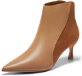 Coutgo Womens Kitten Heel Ankle Boots Pointed Toe Side