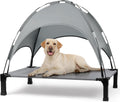 Elevated Dog Bed with Canopy - Portable Raised Pet Cot for Outdoors