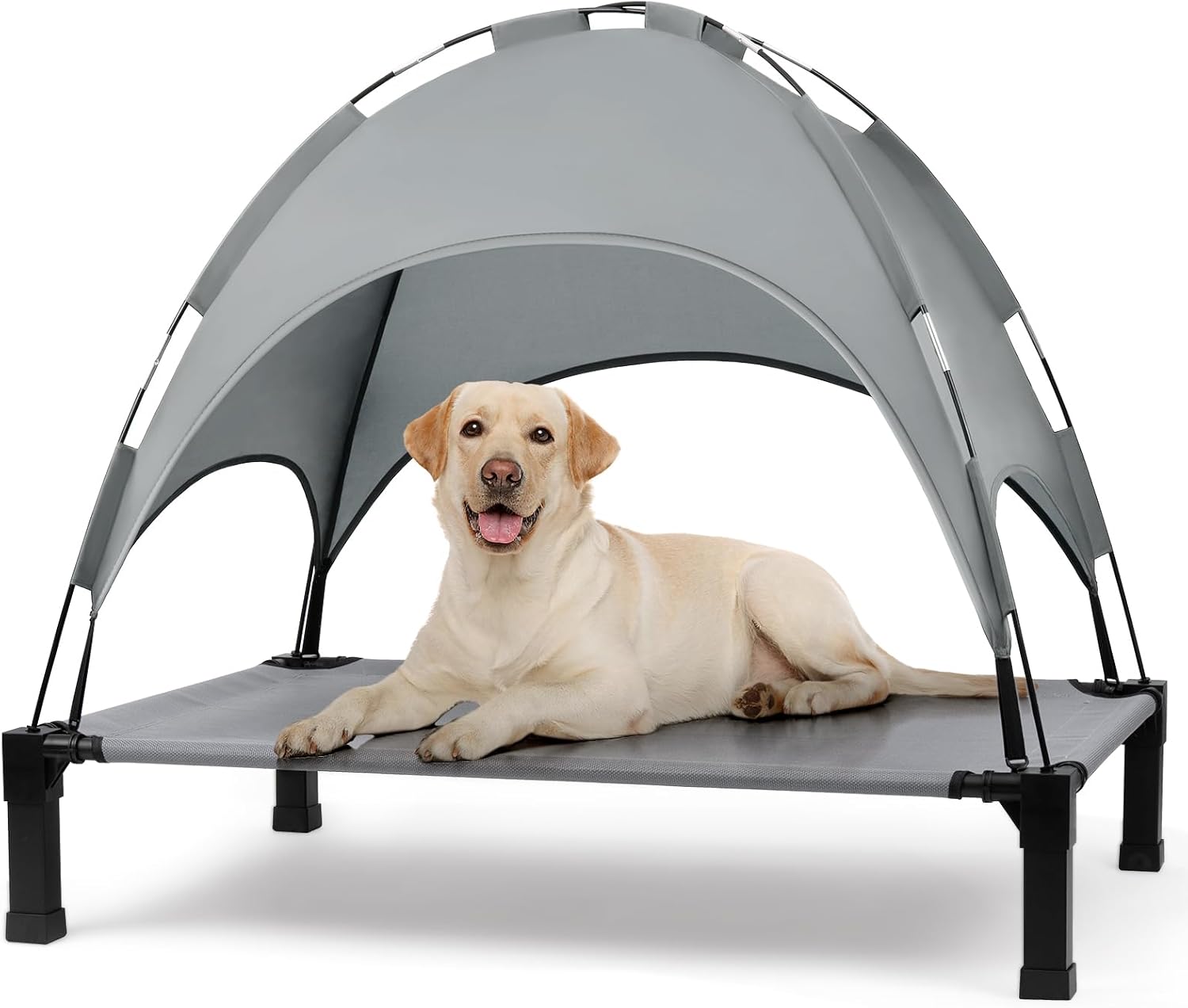 Heeyoo Elevated Dog Bed with Canopy for Outdoor Relaxation
