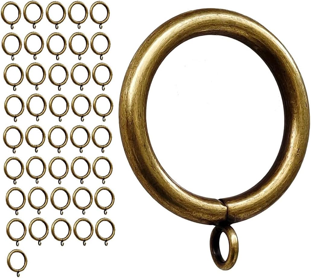 Antique Brass Curtain Rings Set - Perfect for 1 1/4-Inch Rod