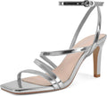 Strappy Heels for Women Silver Stiletto 8.5cm - Elegant Dress Sandals