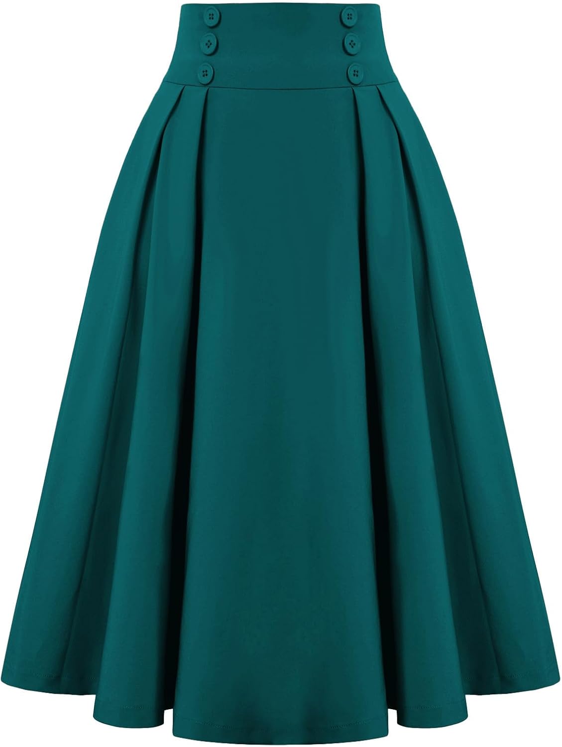 Belle Poque Women's Vintage High Waist Pleated Midi Skirt