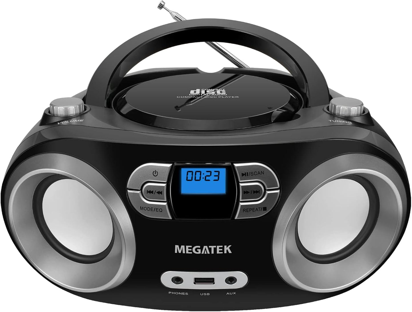 MEGATEK Portable CD Player Boombox with Bluetooth and FM Radio