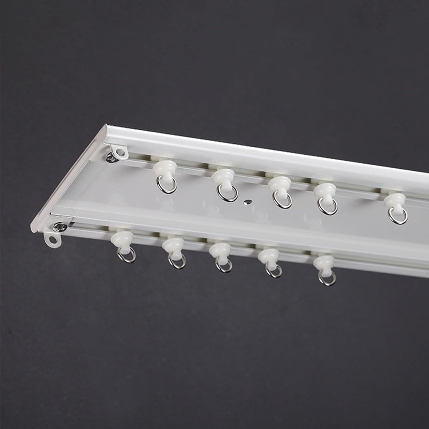 Conjoined Double Track Ceiling Mount - Heavy Duty Windows Drapes Pole - White, 1m