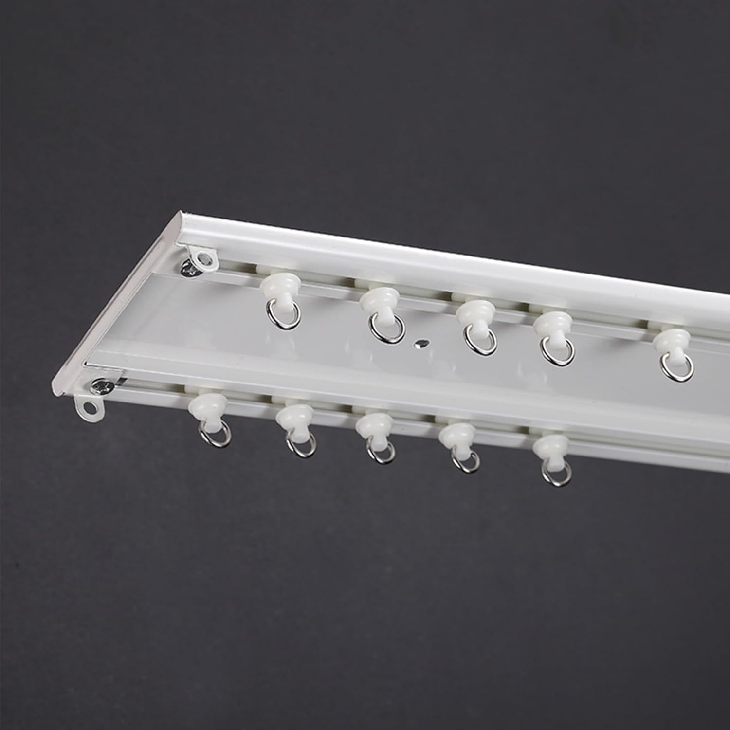 Conjoined Double Track Ceiling Mount - Heavy Duty Windows Drapes Pole - White, 1m