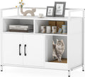 White Wooden Cat Litter Box Enclosure with Front Entry - Hidden Cat