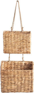 Woven Water Hyacinth Hanging Basket 2-Tiered Storage - Natural