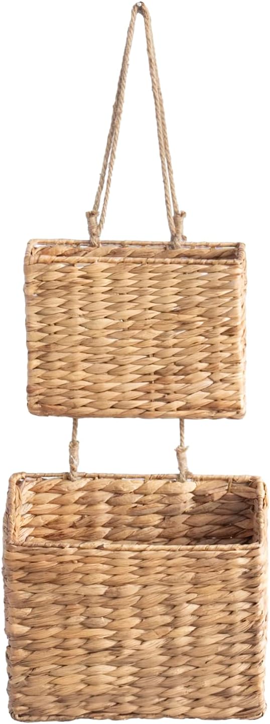 Woven Water Hyacinth Hanging Basket for Stylish Home Storage