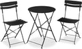 3-Piece Black Steel Bistro Set - Space Saving Folding Patio Set