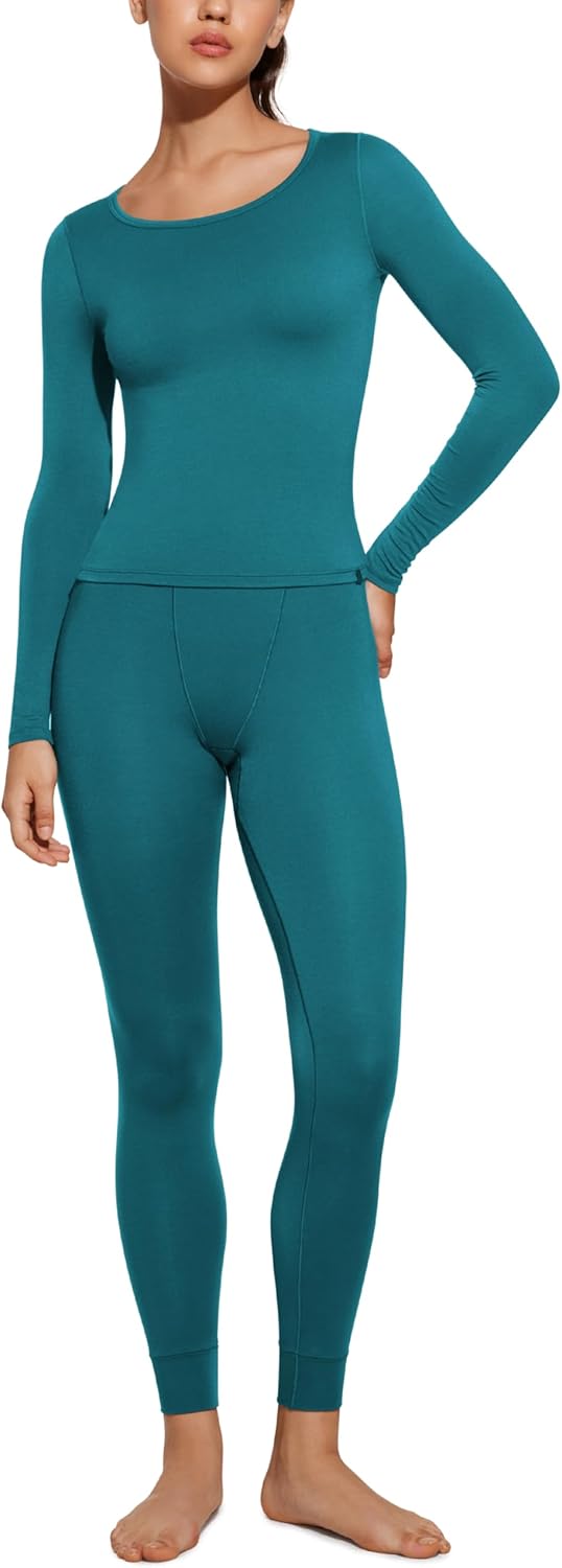 CRZ YOGA Women's Soft Thermal Long Johns - Cozy Base Layer