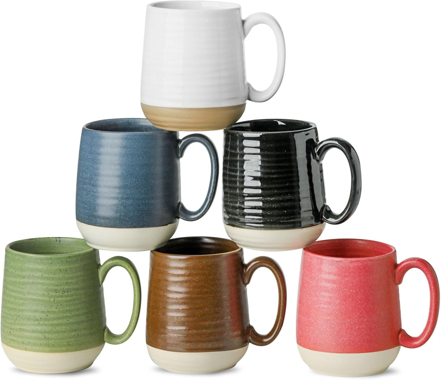 Hasense Porcelain Coffee Mugs Set of 6 for Every Beverage Lover