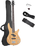 Electric Bass Guitar Full Size 4 String - Starter Bass with Bag