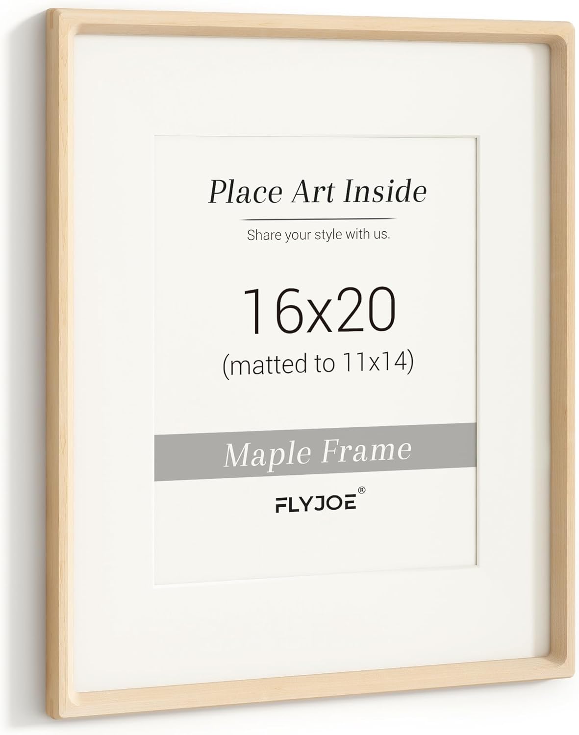 16x20 Picture Frame with Natural Maple Wood and Tempered Glass