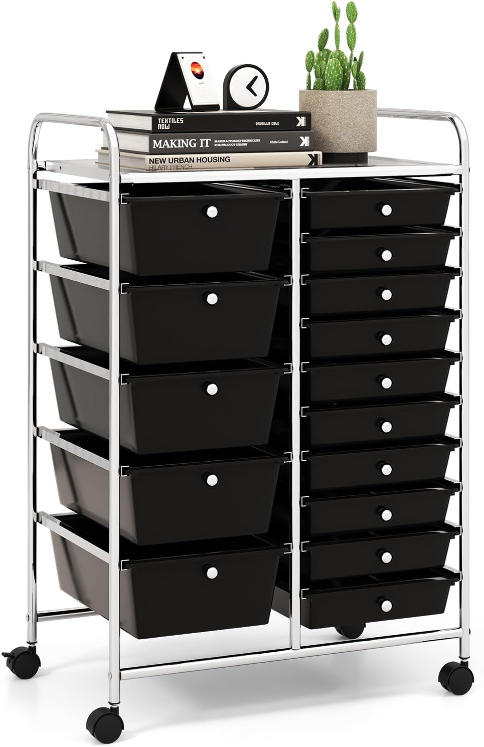 15 Drawer Rolling Storage Cart for Classroom and Home Office