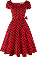 Girstunm Women's Classic Tea Dress Short Sleeve Swing - Timeless bow