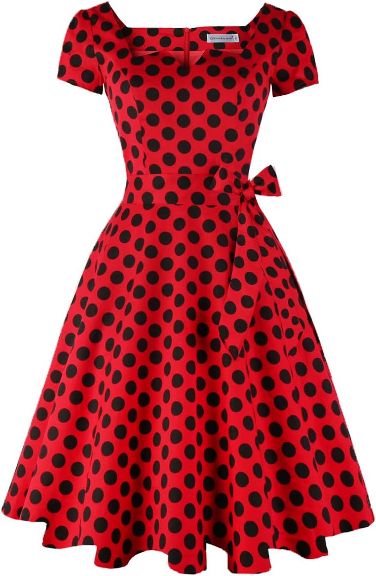 Girstunm Women's Classic Tea Dress with Pockets for Any Occasion