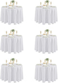6 Pack White Round Table Cloth 90 in Tablecloths - Washable Linen Set