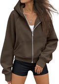 AUTOMET Womens Zip Up Hoodies Fleece Jacket - Cozy Cropped