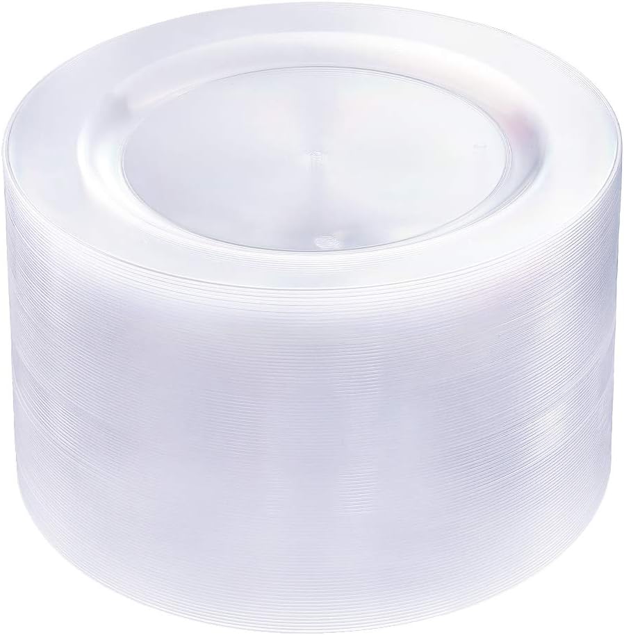 Premium 10.25in Clear Plastic Dinner Plates - 100ct