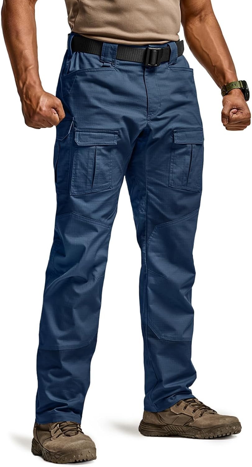 CQR Men's Flex Ripstop Tactical Pants for Outdoor Activities