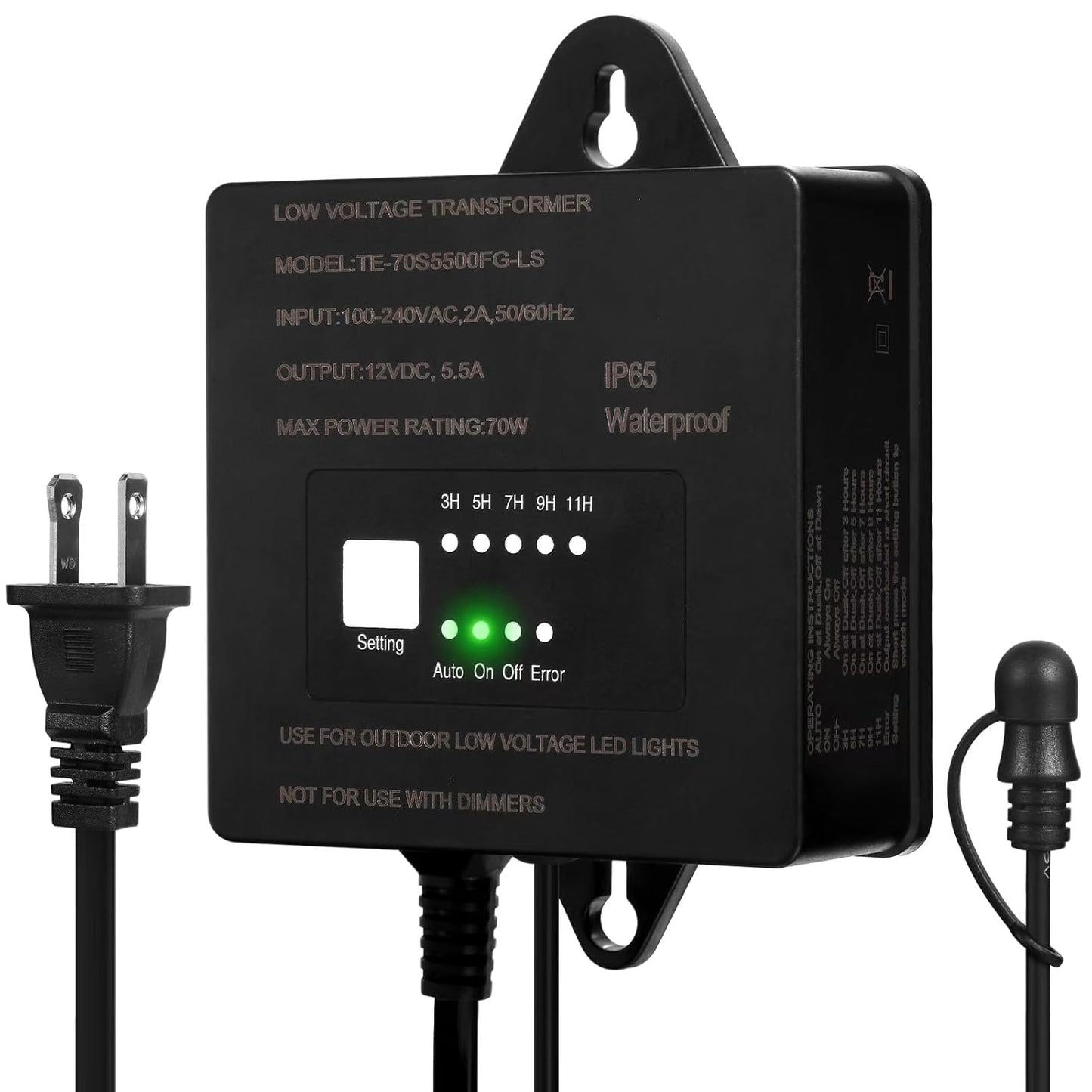 70W Low Voltage Landscape Transformer with Timer and Photocell