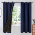 100% Blackout Curtains Thermal Grommet Top Navy Panels - Total