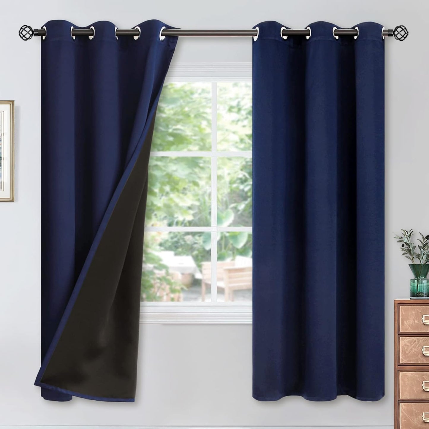100% Blackout Curtains for Bedroom by YoungsTex - Navy Panels