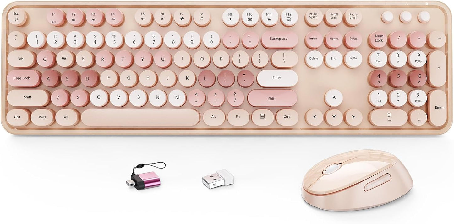 HotFox Wireless Keyboard and Mouse Combo for Retro Style Lovers