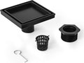 Square Shower Drain 6ft Matte Black Tiled Insert Grate - High Flow