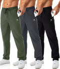 Mens Joggers with Zipper Pockets Open Bottom Sweatpants - Lightweight