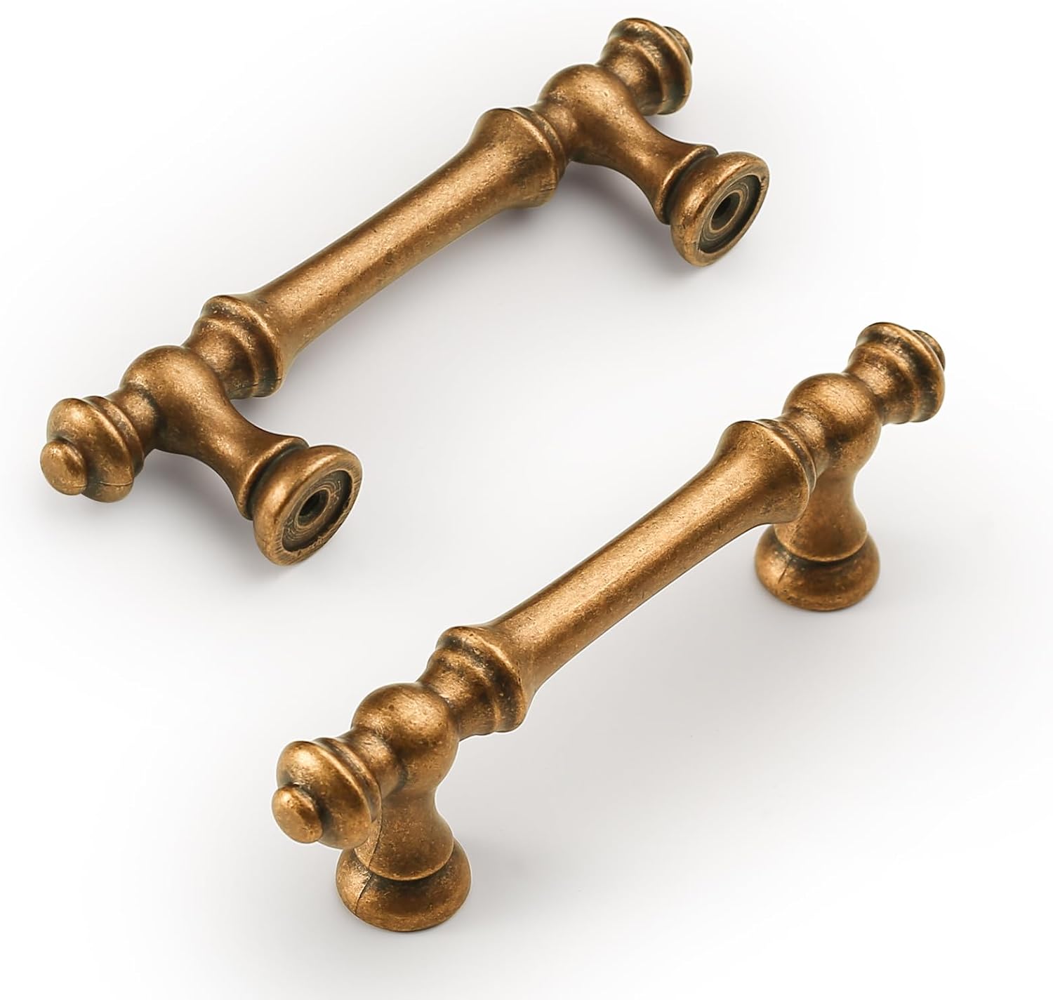 Amerdeco 10 Pack Antique Brass Cabinet Pulls for Kitchen