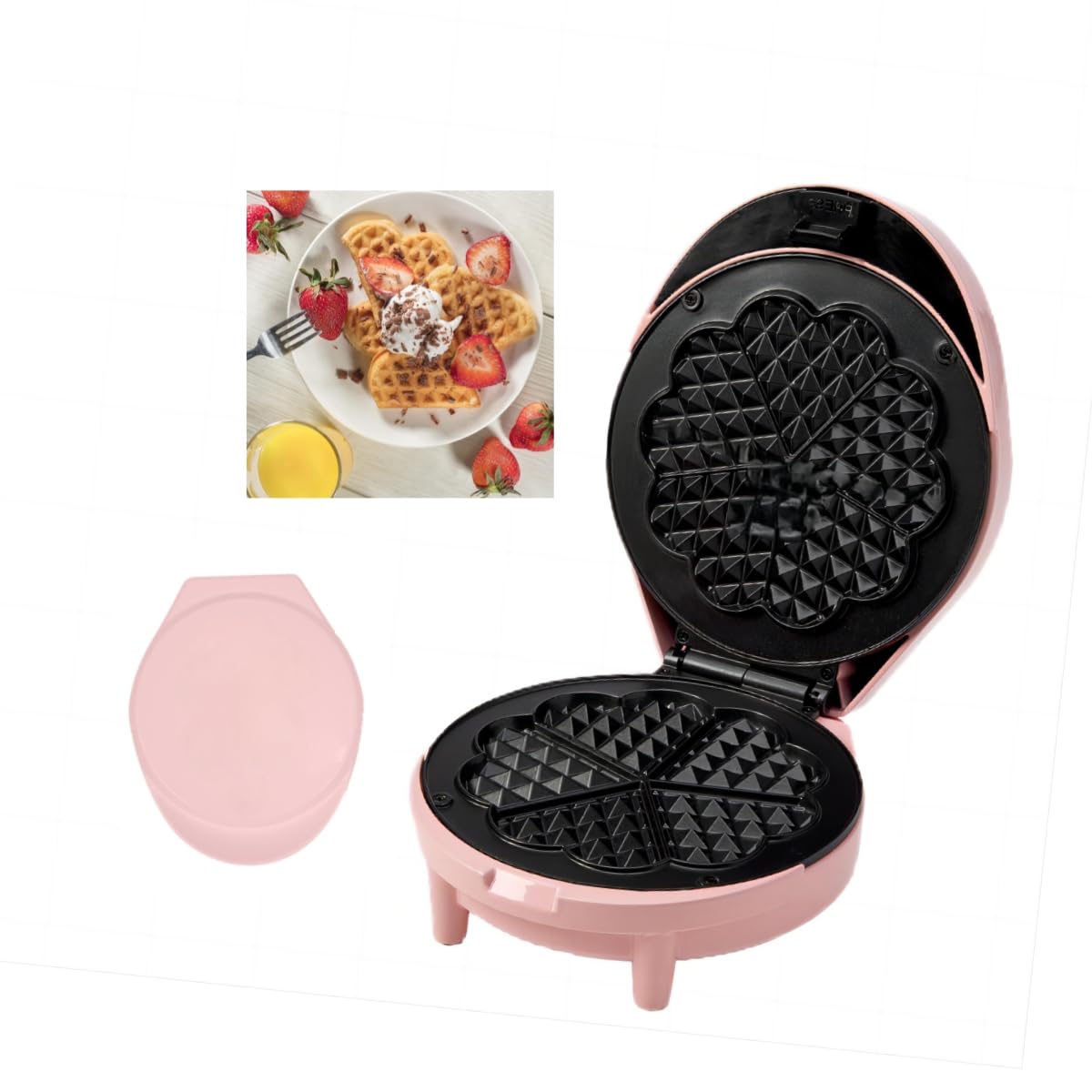 KAGOR 700W Non-Stick Waffle Maker: Thick & Fluffy Waffles, Adjustable Browning, Pink