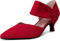 RIBONGZ Kitten Heels for Women - Comfortable Closed Toe Pumps
