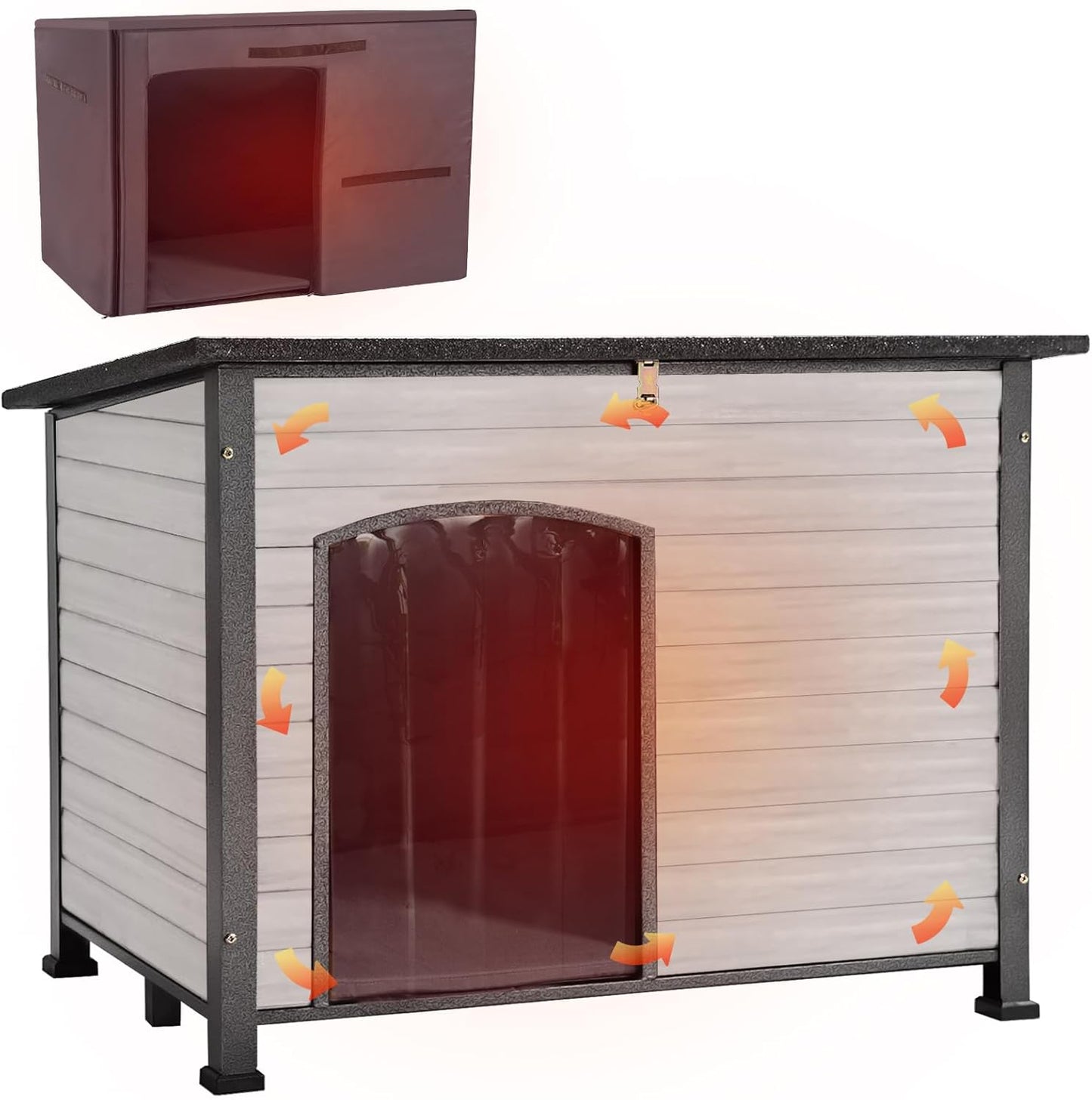 Aivituvin Dog House Outdoor with Insulated Liner for Dogs