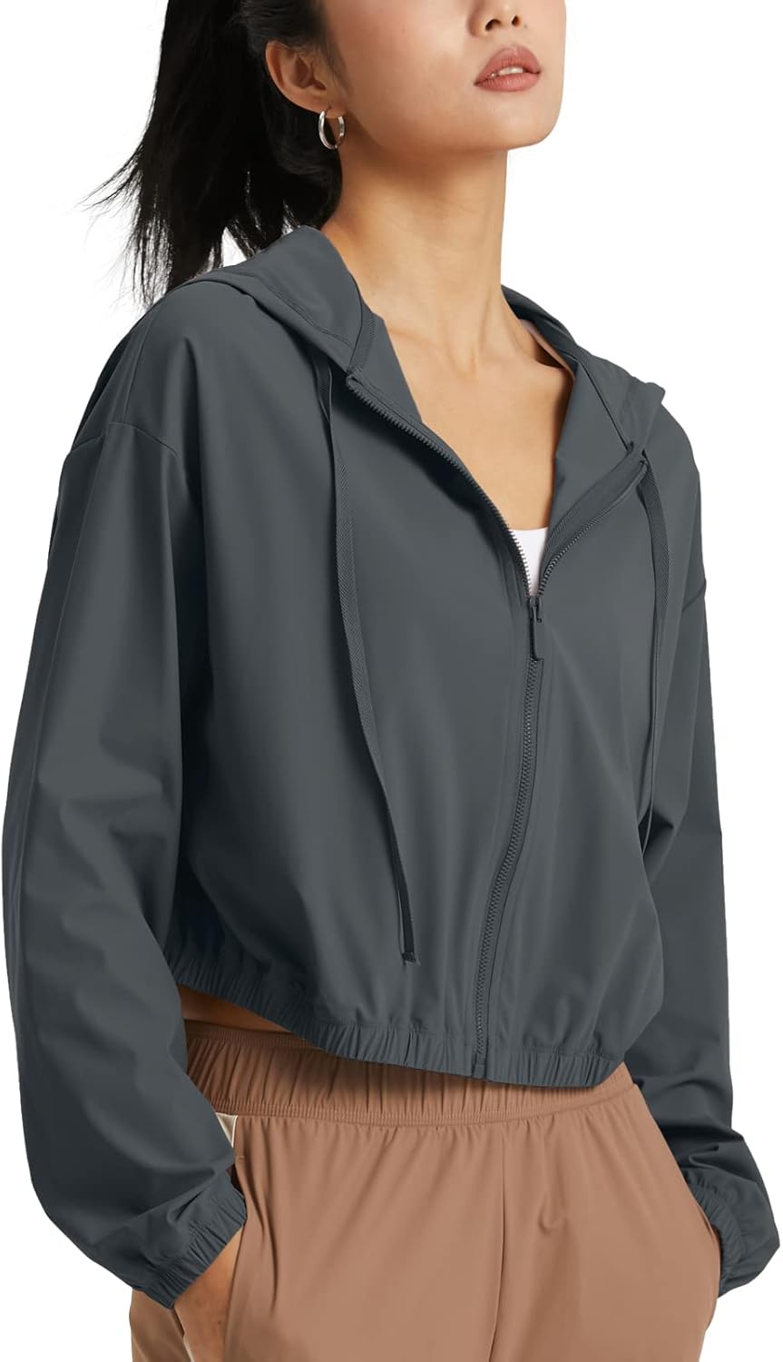 UPF 50+ Sun Protection Cropped Jackets for Women Athletic Wear