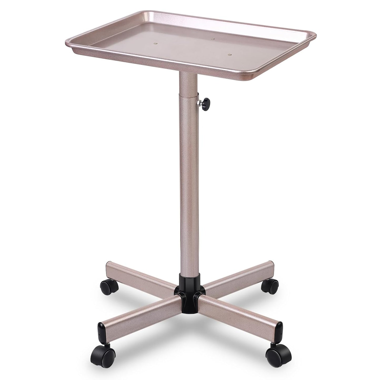 Salon Tray on Wheels - Adjustable Height Rose Gold Service Tray
